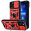 Ntech Hoesje Geschikt voor iPhone 13 Hoesje met Camera Bescherming Rood - Hoesje Geschikt voor iPhone 13 met ring houder Rugged Armor Back Cover - Case - Camera Schuif