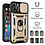 Ntech Hoesje Geschikt voor iPhone 13 Hoesje met Camera Bescherming Goud - Hoesje Geschikt voor iPhone 13 met ring houder Rugged Armor Back Cover - Case - Camera Schuif