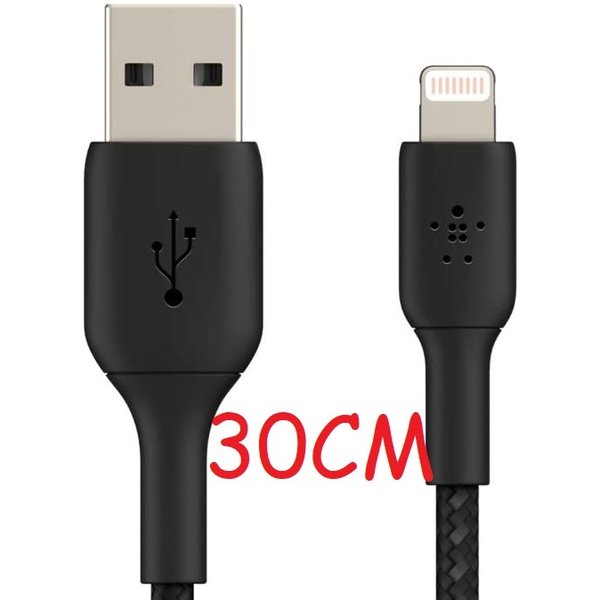 Ntech USB kabel en Data Kabel 30cm Geschikt voor iPhone 13 / 13  Pro Max / 13 Mini / 14 / 14 Pro / 14 Pro Max - Zwart