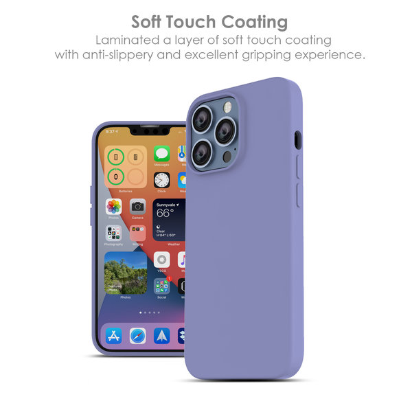 Ntech Hoesje Geschikt voor iPhone 13 – Liquid siliconen backcover – Lila