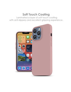 Ntech iPhone 13 Siliconen backcover met microvezel  Licht Roze