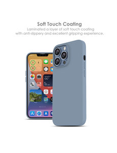Ntech iPhone 13 Siliconen backcover met microvezel  Licht Blauw