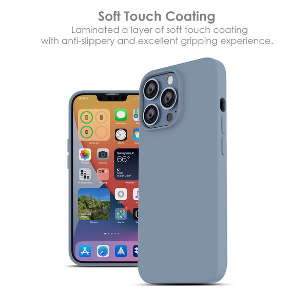 Ntech Hoesje Geschikt voor iPhone 13 – Liquid siliconen backcover – Licht Blauw