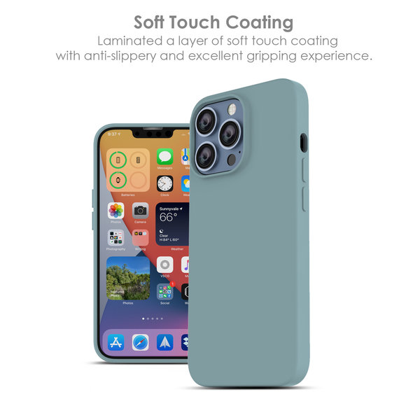 Ntech Hoesje Geschikt voor iPhone 13 – Liquid siliconen backcover – Mint Groen