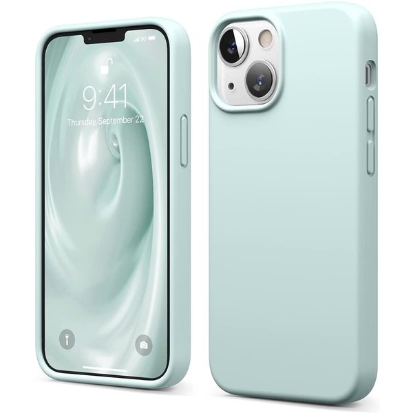 Ntech Hoesje Geschikt voor iPhone 13 Mini – Liquid siliconen backcover – Mint Groen