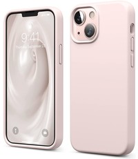 Ntech iPhone 13 Mini Siliconen backcover met microvezel Licht Roze