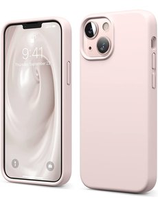 Ntech iPhone 13 Mini Siliconen backcover met microvezel Licht Roze