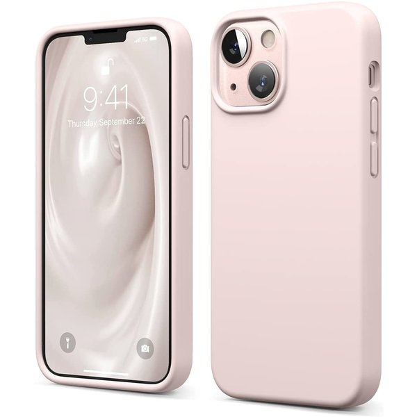 Ntech Hoesje Geschikt voor iPhone 13 Mini – Liquid siliconen backcover – Licht Roze