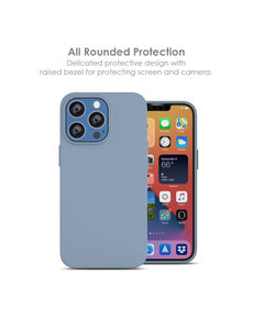 Ntech iPhone 13 Mini Siliconen backcover met microvezel Licht Blauw