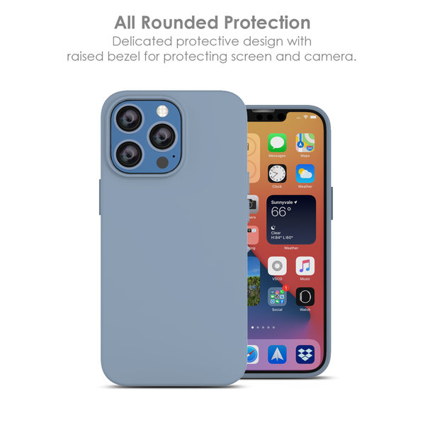 Ntech Hoesje Geschikt voor iPhone 13 Mini – Liquid siliconen backcover – Licht Blauw