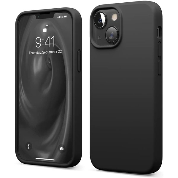 Ntech Hoesje Geschikt voor iPhone 13 Mini – Liquid siliconen backcover – Zwart