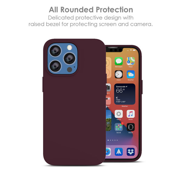 Ntech Hoesje Geschikt voor iPhone 13 Mini – Liquid siliconen backcover – Mijn Rood