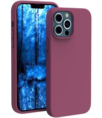 Ntech iPhone 13 Pro Siliconen backcover met microvezel Wine Rood