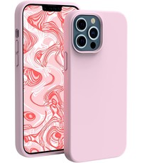 Ntech iPhone 13 Pro Siliconen backcover met microvezel  Licht Roze