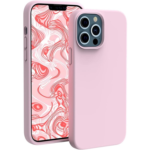 Ntech Hoesje Geschikt voor iPhone 13 Pro – Liquid siliconen backcover – Licht Roze