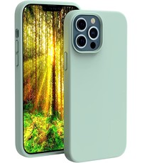 Ntech iPhone 13 Pro Siliconen backcover met microvezel Mint Groen