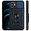 Ntech Hoesje Geschikt voor iPhone 13 Mini Hoesje met Camera Bescherming Blauw – met ring houder Rugged Armor Back Cover - Case - Camera Schuif