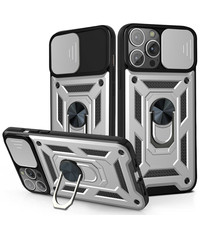 Ntech iPhone 13 Pro Max Hoesje met Camera Bescherming Zilver