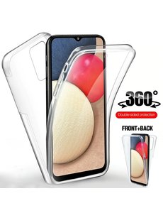 Ntech Samsung A02 Hoesje - Samsung A02 5G Screenprotector - Samsung Galaxy A02 Transparant 360 Case ( Voor en Achter) + Screen Protector Siliconen