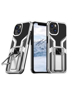 Ntech iPhone 13 Mini Schokbestendig hoesje met ringhouder Zilver