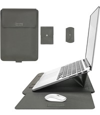 Ntech Laptoptas - Laptophoes - Laptop Sleeve - Laptop cover Grijs - Laptophoes 13 inch - Laptoptas 4 piece set - Laptop case met stand en + Etui - Ntech