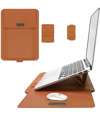 Ntech Laptoptas - Laptophoes - Laptop Sleeve - Laptop cover Bruin - Laptophoes 13 inch - Laptoptas 4 piece set - Laptop case met stand en + Etui - Ntech