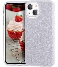 Ntech iPhone 13 Glitters bakccover hoesje Zilver