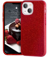 Ntech iPhone 13 Pro Glitters bakccover hoesje Rood