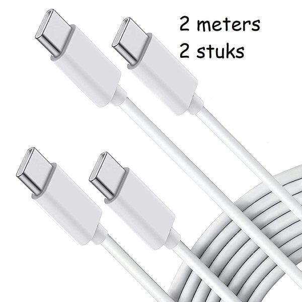 Ntech usb c naar usb c kabel - usb c naar usb c kabel -C naar C - 2m 2 pack Laadkabel USB C kabel Hoge Snelheid | voor Geschikt voor Samsung S21 / S21 Ultra / S21 Plus / S20 / S20 Ultra / S10 / S10 Plus / Note 20 wit