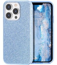 Ntech iPhone 13 Pro Max Glitters Siliconen Hoesje Licht Blauw