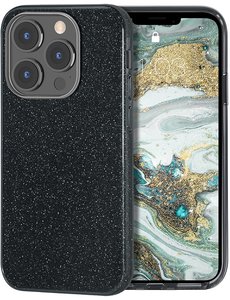 Ntech iPhone 13 Pro Max Glitters Siliconen Hoesje Zwart