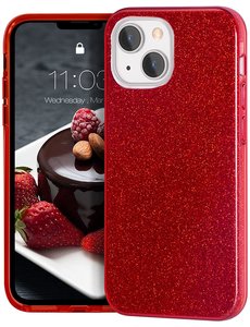 Ntech iPhone 13 Mini Glitters Hoesje Siliconen Rood