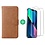 Ntech Hoesje Geschikt voor iPhone 13 bookcase met 2 Pack Screenprotector gehard glas – Bruin