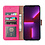 Ntech Hoesje Geschikt voor iPhone 13 bookcase met 2 Pack Screenprotector gehard glas – Pink