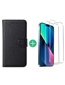 Ntech iPhone 13 Mini bookcase met 2x screenprotector Zwart