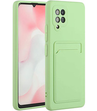 Ntech Samsung A52 / A52s Hoesje met pasjeshouder Groen - Samsung Galaxy A52s 4G/5G hoesje  Soft silicone colour case  met kaarthouder