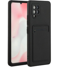 Ntech Samsung A32 Hoesje met pasjeshouder Zwart - Samsung Galaxy A32 5G hoesje  Soft silicone colour case  met kaarthouder