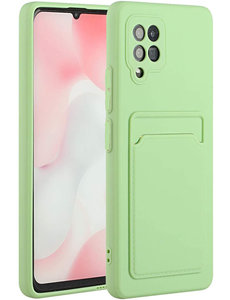 Ntech Samsung A32 Hoesje met pasjeshouder Groen - Samsung Galaxy A32 5G hoesje  Soft silicone colour case  met kaarthouder