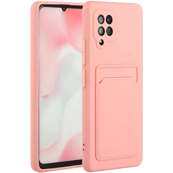 Ntech Hoesje Geschikt Voor Samsung Galaxy A32 Hoesje met pasjeshouder Licht Rose - Hoesje Geschikt Voor Samsung Galaxy A32 5G hoesje Soft silicone colour case met kaarthouder