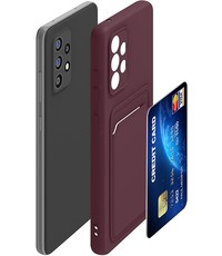 Ntech Samsung A32 Hoesje met pasjeshouder Wine Rood - Samsung Galaxy A32 5G hoesje  Soft silicone colour case  met kaarthouder