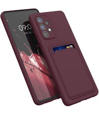 Ntech Samsung A32 Hoesje met pasjeshouder Wine Rood - Samsung Galaxy A32 4G hoesje  Soft silicone colour case  met kaarthouder