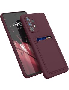 Ntech Samsung A32 Hoesje met pasjeshouder Wine Rood - Samsung Galaxy A32 4G hoesje  Soft silicone colour case  met kaarthouder