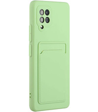Ntech Samsung A32 Hoesje met pasjeshouder Groen - Samsung Galaxy A32 4G hoesje  Soft silicone colour case  met kaarthouder