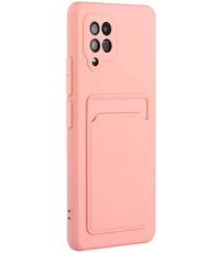 Ntech Samsung A32 Hoesje met pasjeshouder Licht Rose - Samsung Galaxy A32 4G hoesje  Soft silicone colour case  met kaarthouder