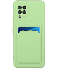 Ntech Samsung A02S Hoesje met pasjeshouder Groen - Samsung Galaxy A02s hoesje  Soft silicone colour case  met kaarthouder