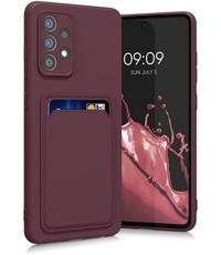 Ntech Samsung A02S Hoesje met pasjeshouder Wine Rood - Samsung Galaxy A02s hoesje  Soft silicone colour case  met kaarthouder