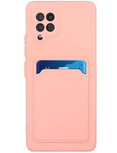 Ntech Samsung A42 Hoesje met pasjeshouder Licht Rose - Samsung Galaxy A42 5G hoesje  Soft silicone colour case  met kaarthouder