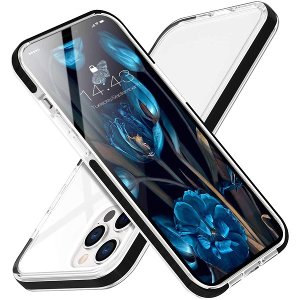 Ntech Hoesje Geschikt voor iPhone 13 Hoesje silicone cover Transparent - Hoesje Geschikt voor iPhone 13 Case Shockproof Shell Protective Heavy Duty met Bumper Cover zwart