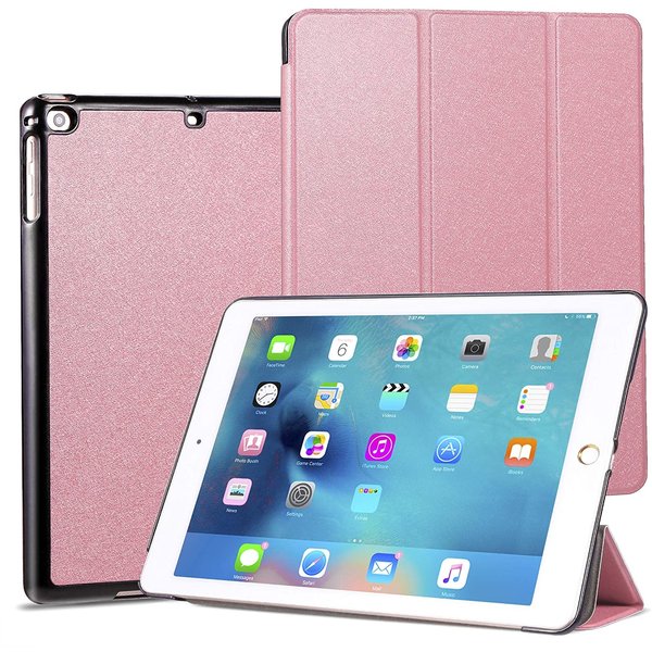 Ntech Hoes geschikt voor iPad Air / Air 2 - Trifold Tablet hoes Rosegoud - Smart Cover - Hoes geschikt voor iPad Air 2 smart cover - Hoes geschikt voor iPad air - Hoes geschikt voor iPad - BookcaseHoes geschikt voor iPad Air / Air 2 9.7 inch