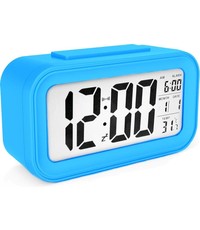 Merkloos AC18 Clocks digitale wekker - Alarmklok - Inclusief temperatuurmeter - Met snooze en verlichtingsfunctie - Blauw